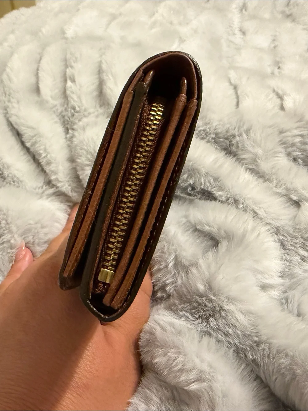 Louis Vuitton Brown Monogram Continental Wallet with Gold Hardware